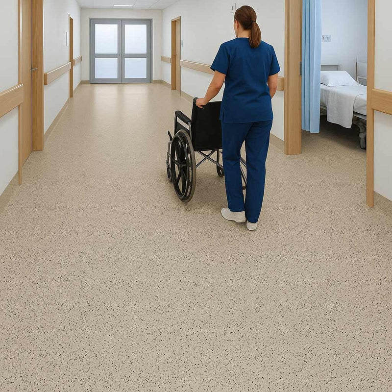 Omnaflor Classic PUR Vinyl Flooring Roll – Wild Mushroom, Adhered
