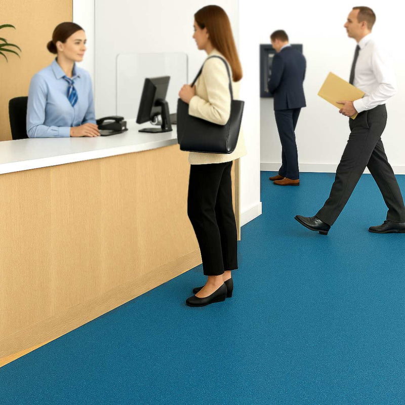 Omnaflor Classic PUR Flooring Roll – Cedar Blue, Slip-Resistant PUR Finish