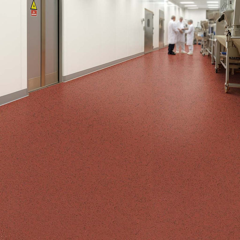 Slip-Resistant Vinyl Safety Flooring with PUR Finish – Red Ochre
