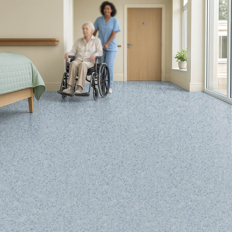 Polysafe Vinyl Flooring – Angelite Blue, Safety Grip, PUR Finish