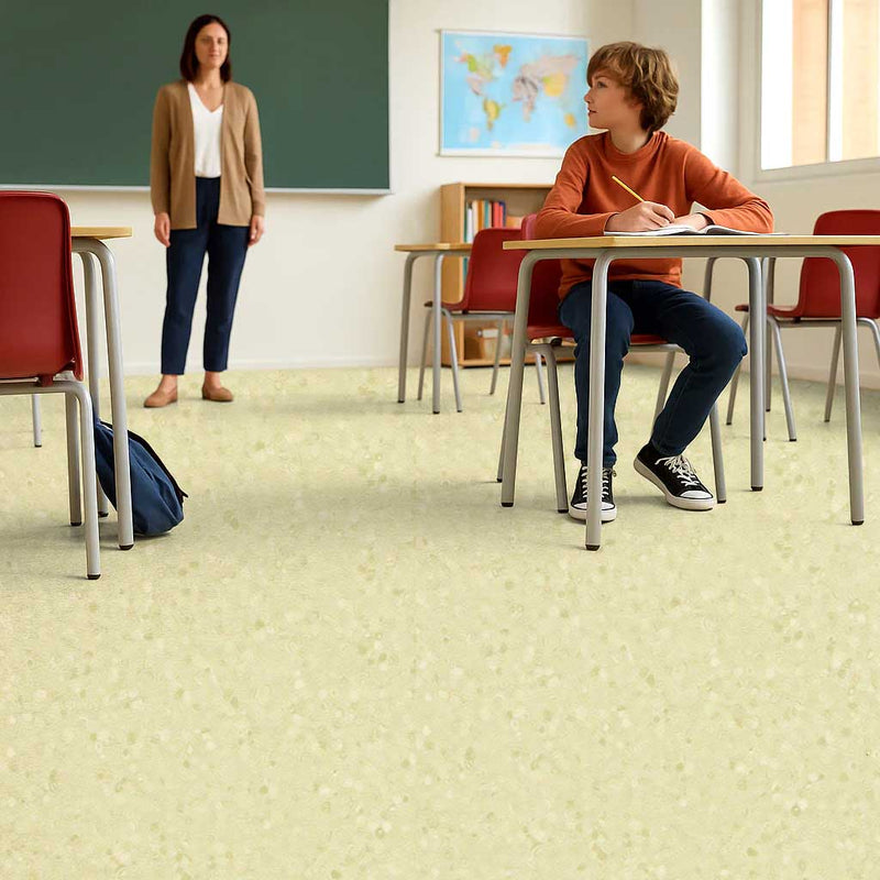 FloresistPro Vinyl Roll – White Moss, 2mm Thick , High LRV, Eco-Made,Homogeneous