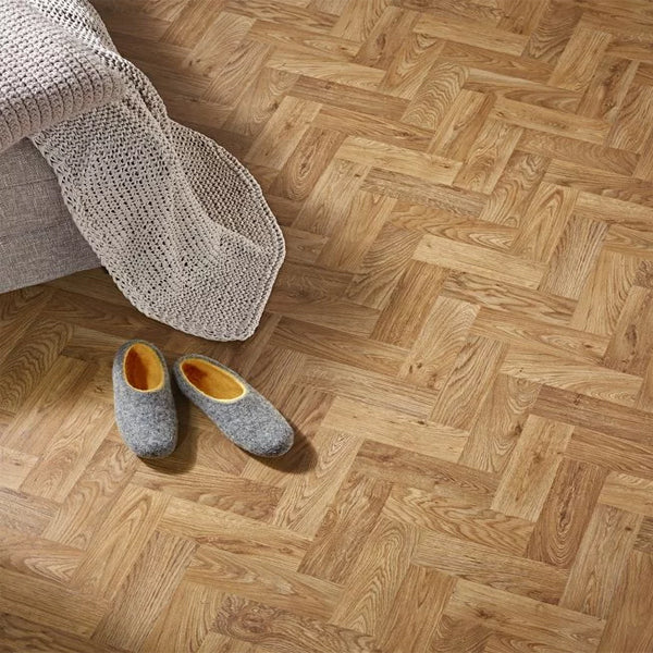 Designatex PUR Rich Oak Parquet Slip Resistance Loose Lay Luxury Vinyl Sheet