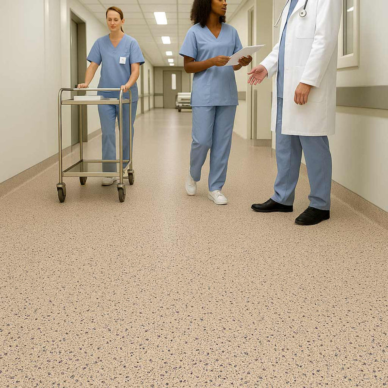 Omnaflor Classic PUR Flooring Roll – Autumn Beige, Slip-Resistant PUR Finish