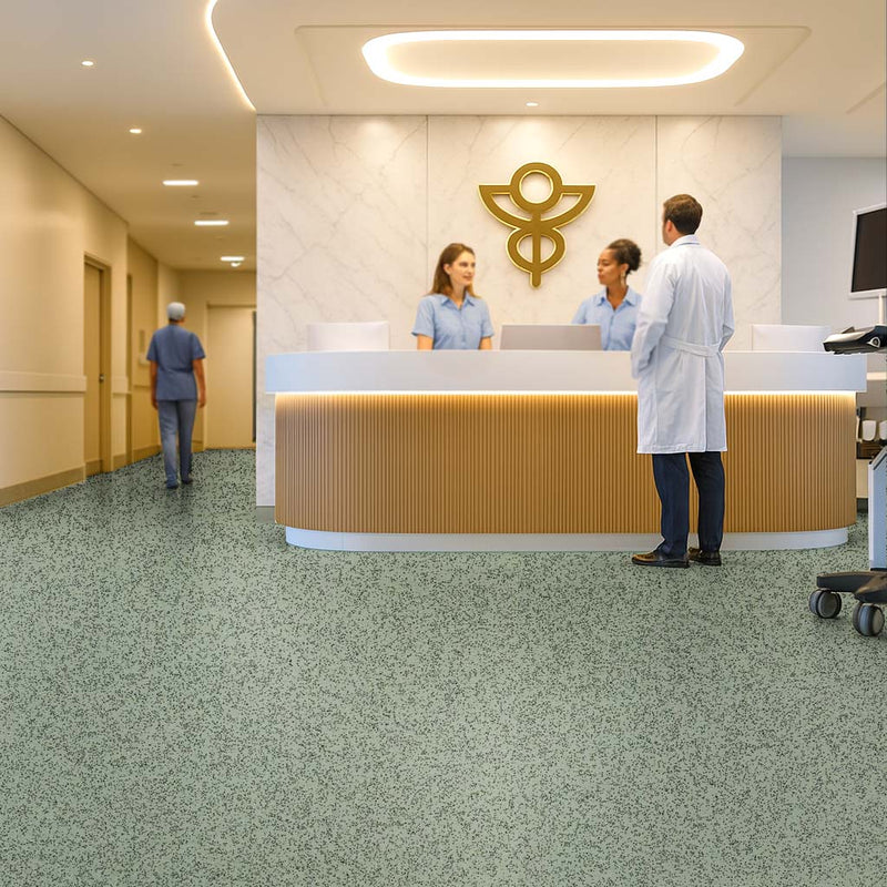 Slip-Resistant Vinyl Flooring with PUR Finish – Green Quartz