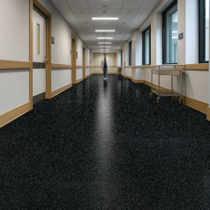 Zyrphan TraxxGuard Black Safety Vinyl Flooring – Slip-Resistant, Grey