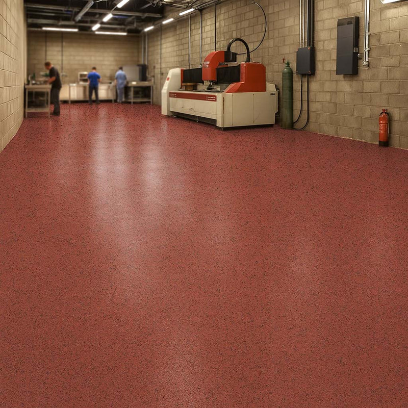 Slip-Resistant Vinyl Safety Flooring with PUR Finish – Red Ochre