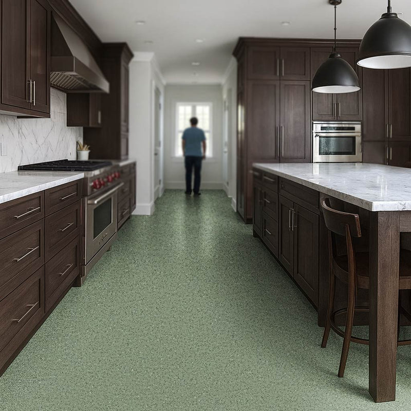 Omnaflor Classic PUR Alpine Green Safety Flooring Roll– Slip Resistant, PUR Finish