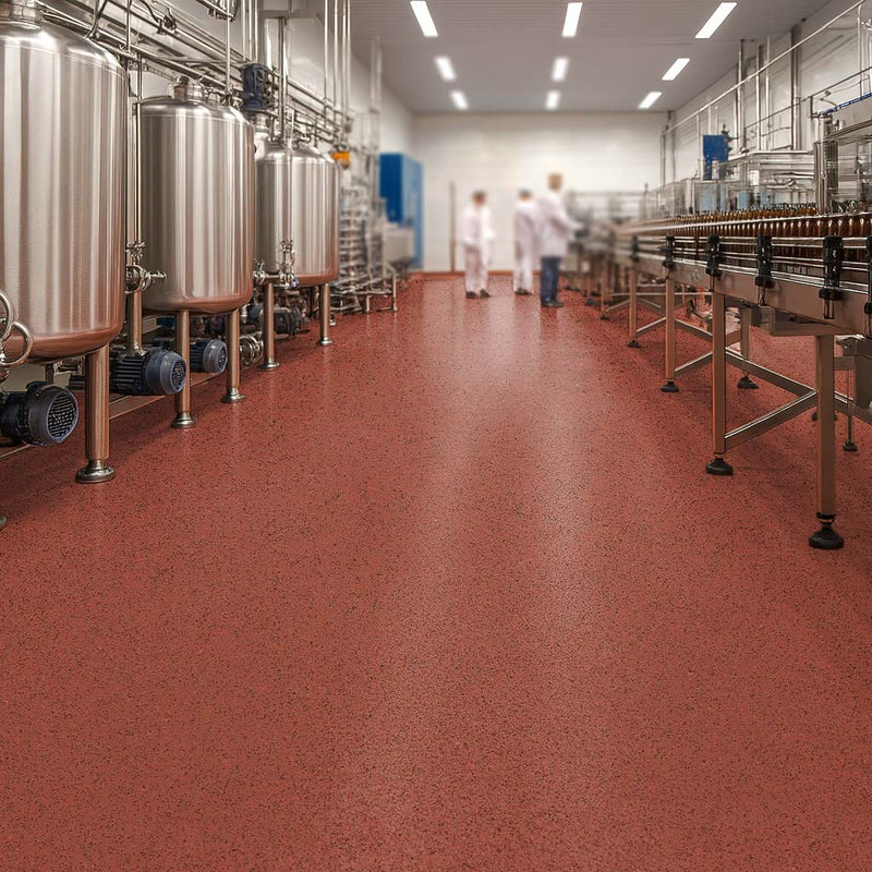 Slip-Resistant Vinyl Safety Flooring with PUR Finish – Red Ochre