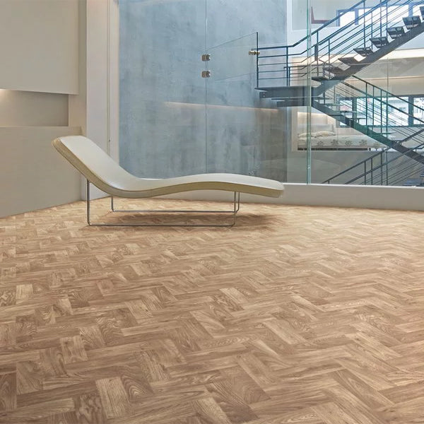 Forest Fx PUR Parish Oak Parquet 19dB Sound Reduction Safety Flooring Roll