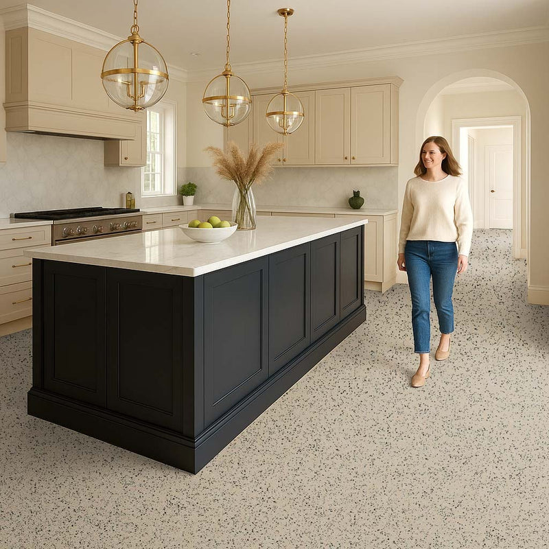Omnaflor Classic PUR Vinyl Flooring Roll – Wild Mushroom, Adhered
