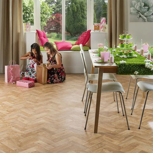 Designatex PUR Laurel Oak Parquet Slip Resistance Loose Lay Luxury Vinyl Sheet