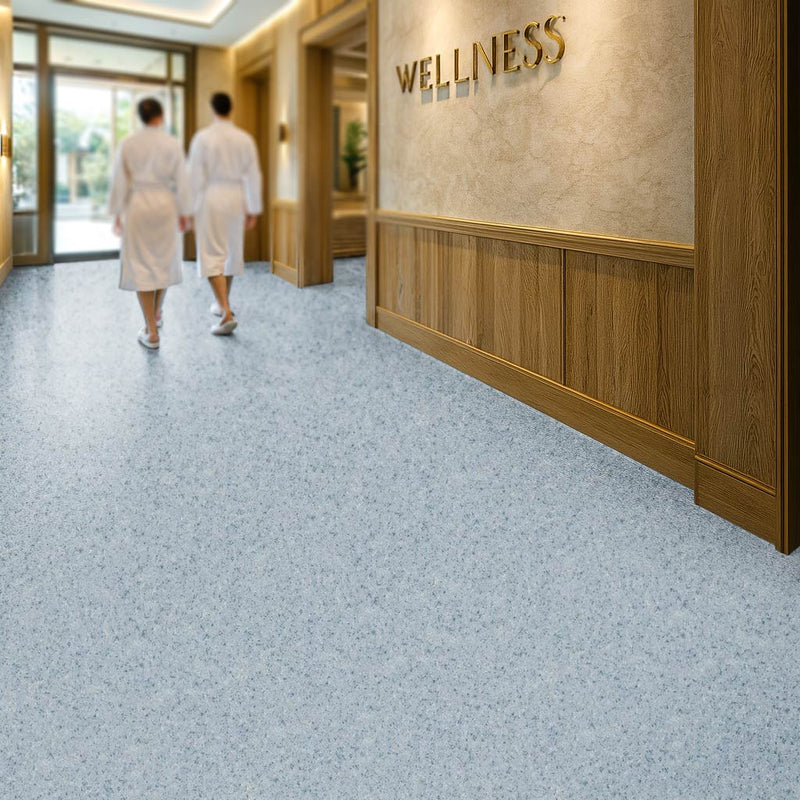 Polysafe Vinyl Flooring – Angelite Blue, Safety Grip, PUR Finish