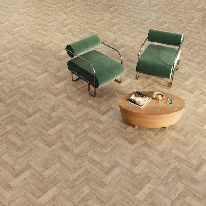 Polysafe Wood Fx PUR Eton Oak Parquet Sustainable Slip Resistant Safety Flooring Roll For Healthcare & Leisure Sectors