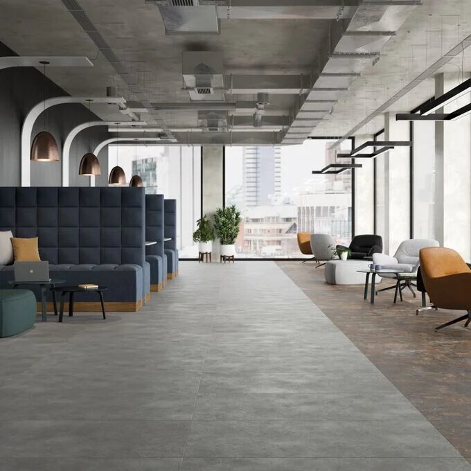 Expona Design Pur Cool Grey Concrete Luxury Vinyl Tile For Heavy Commercial & Residential Areas