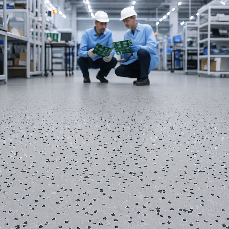 FloresistPro EC Conductive Vinyl Flooring Sheet – Silver Grey, 2mm thick, Homogeneous