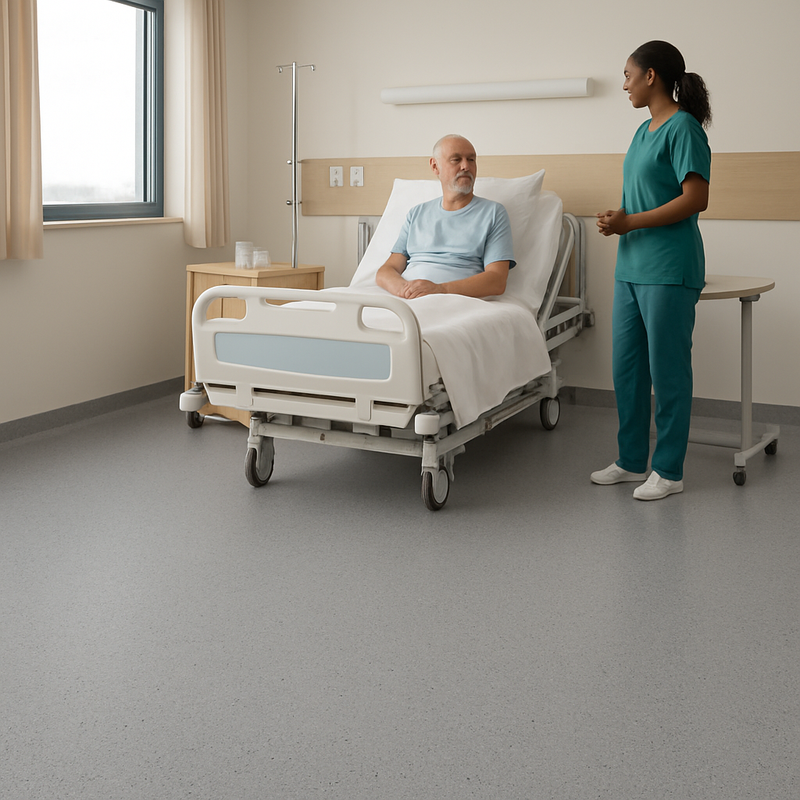 FloresistPro Elite Vinyl Flooring – 2mm, Safety, Hematite Grey Roll, Homogeneous