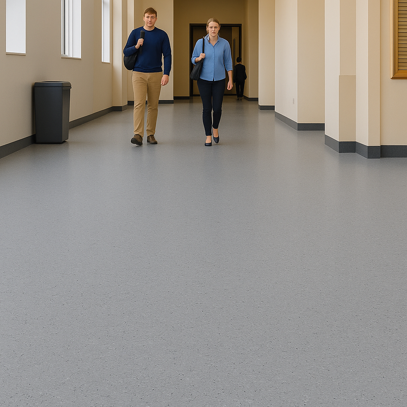 FloresistPro Elite Vinyl Flooring – 2mm, Safety, Hematite Grey Roll, Homogeneous