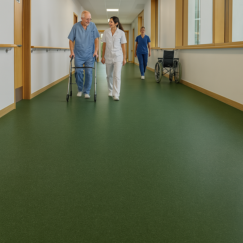 FloresistPro Marmoleum Solid Safety Flooring - Anti-Static Roll, Bottle Green, 2.5mm thick