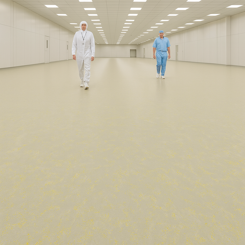 FloresistPro Marmoleum Solid Safety Flooring Roll – Anti-Static, Yellow Shimmer