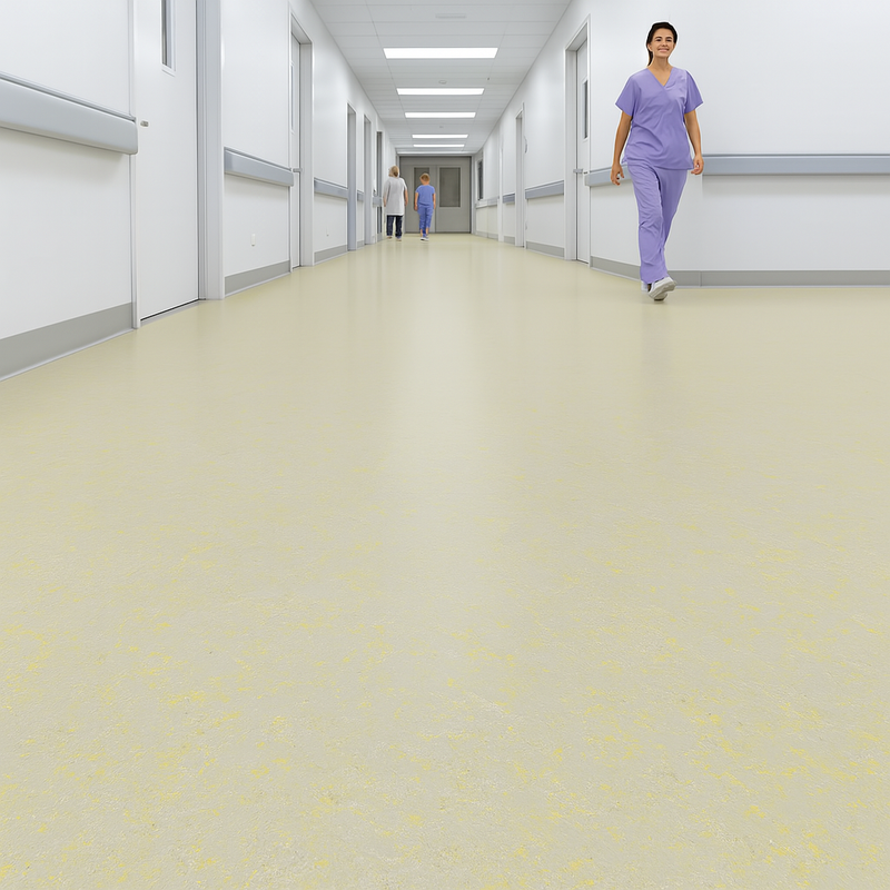 FloresistPro Marmoleum Solid Safety Flooring Roll – Anti-Static, Yellow Shimmer