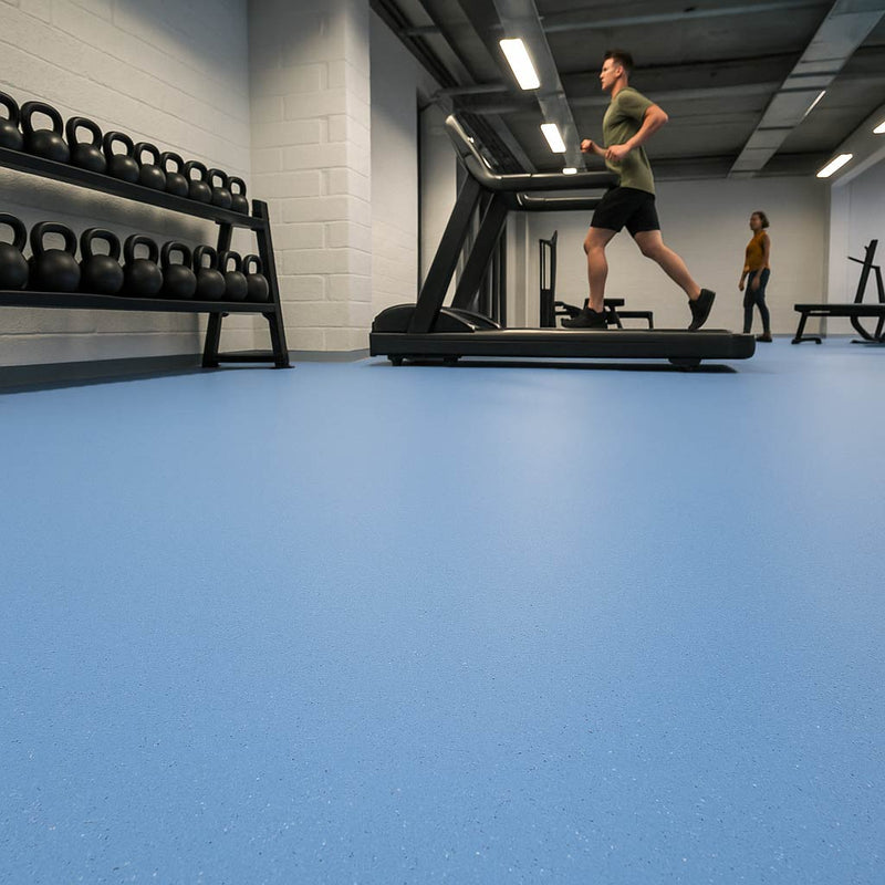 Omnaflor Vinyl Flooring - Azure Blue, PUR Finish, Adhered
