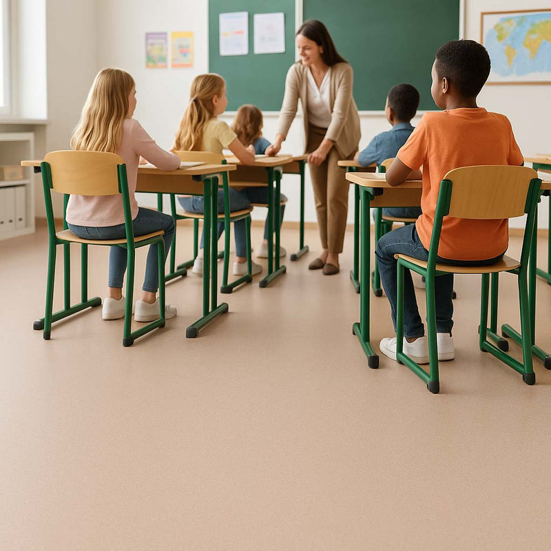 Omnaflor Vinyl  Safety Flooring-Cappuccino, PUR Finish, Adhered,