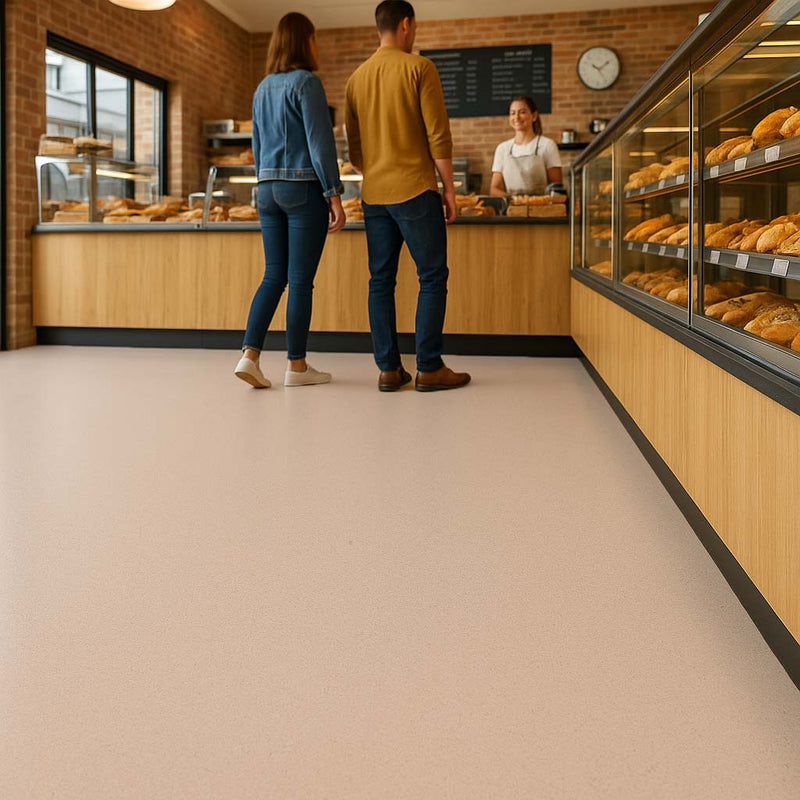 Omnaflor Vinyl  Safety Flooring-Cappuccino, PUR Finish, Adhered,