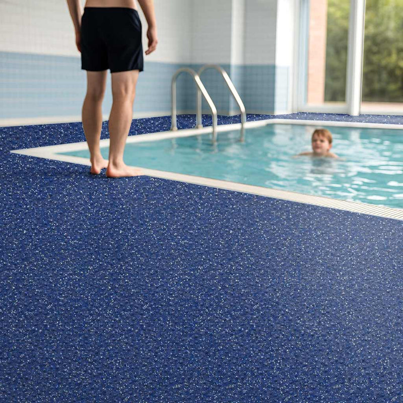 Omnaflor Vinyl Sheet Flooring – Blue Forge, Adhered, Heavy-Duty