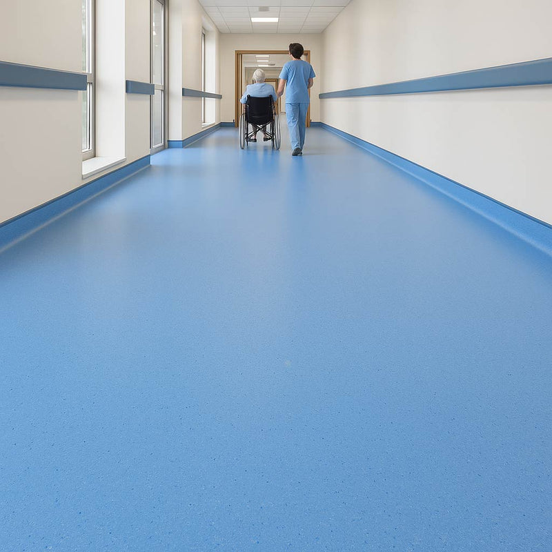 Omnaflor Vinyl Flooring - Azure Blue, PUR Finish, Adhered