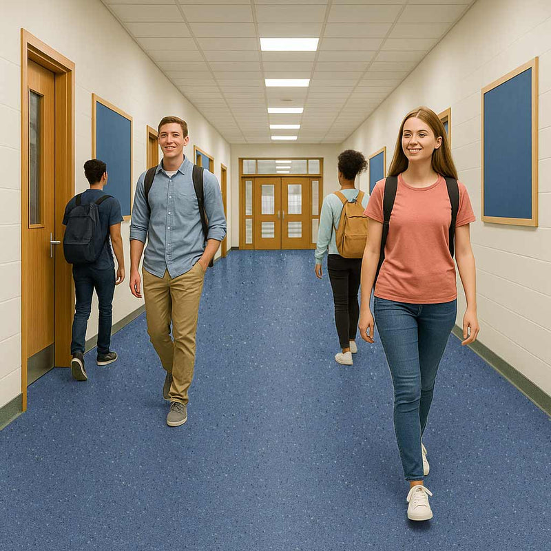 Omnaflor Vinyl Flooring - Steel Blue, Adhered, PUR Finish