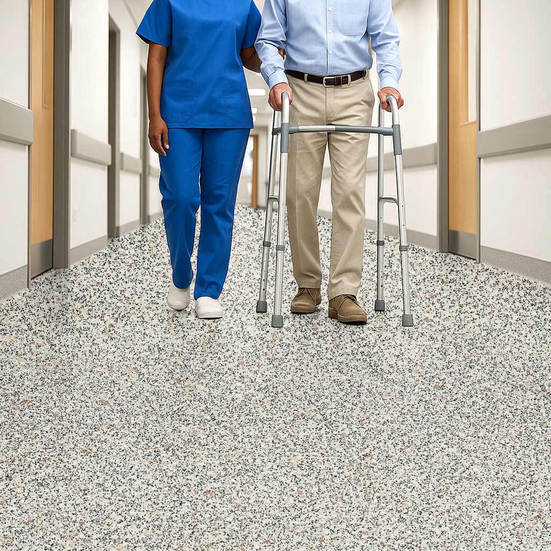 Omnaflor Vinyl Safety Flooring – Bisque, Adhered Install, Durable