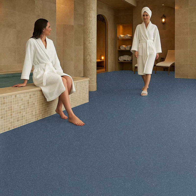 Omnaflor Vinyl Safety Flooring – Deep Lagoon, PUR Finish, Adhered Install