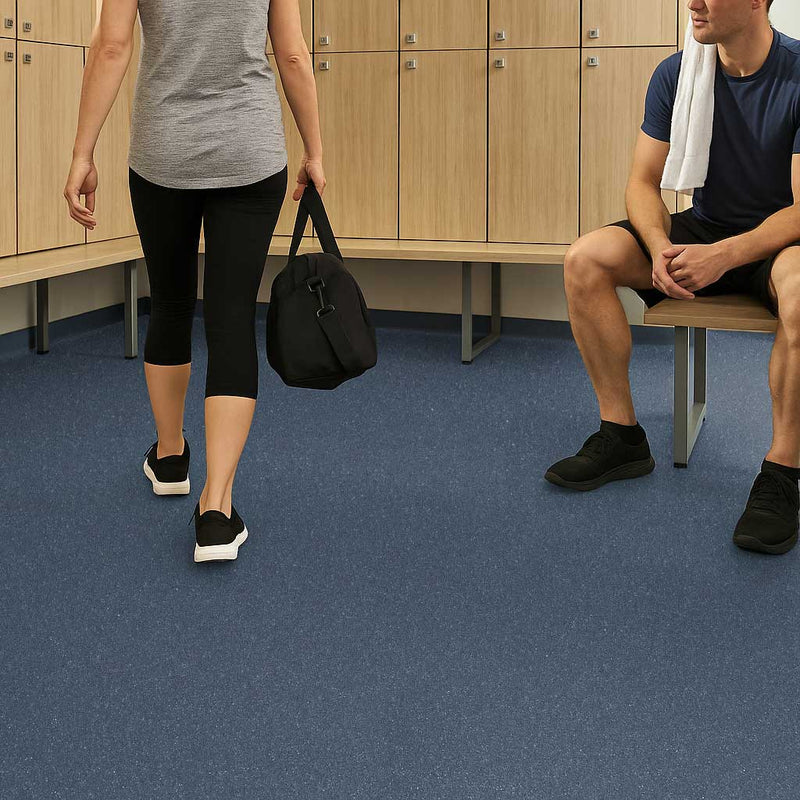 Omnaflor Vinyl Safety Flooring – Deep Lagoon, PUR Finish, Adhered Install