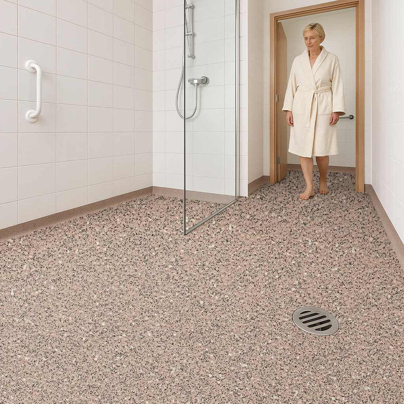 Omnaflor Vinyl Safety Flooring – Oystershell, Adhered