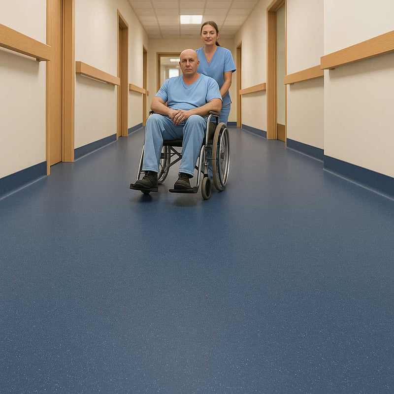 Omnaflor Vinyl Sheet Flooring - Midnight Blue, Durable PUR Finish