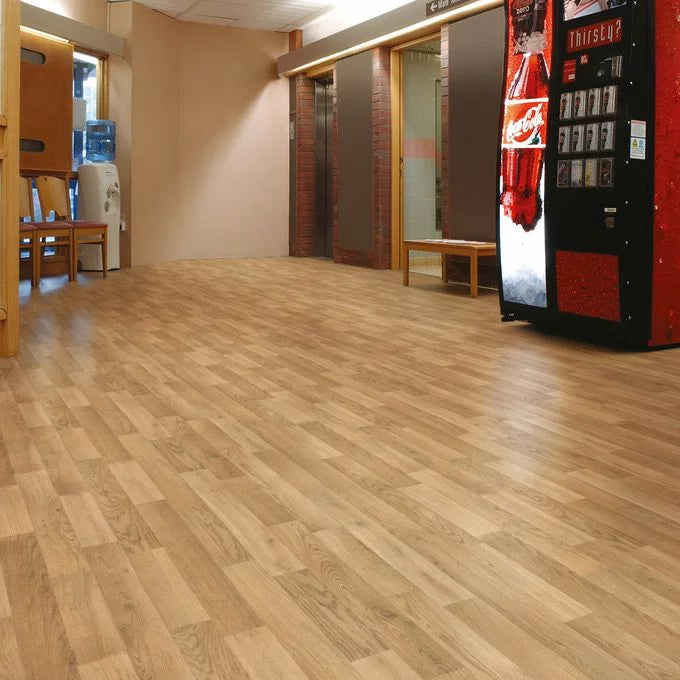 Polysafe Wood Fx PUR Rustic Oak Sustainable Slip Resistant Safety Flooring Roll For Healthcare & Leisure Sectors