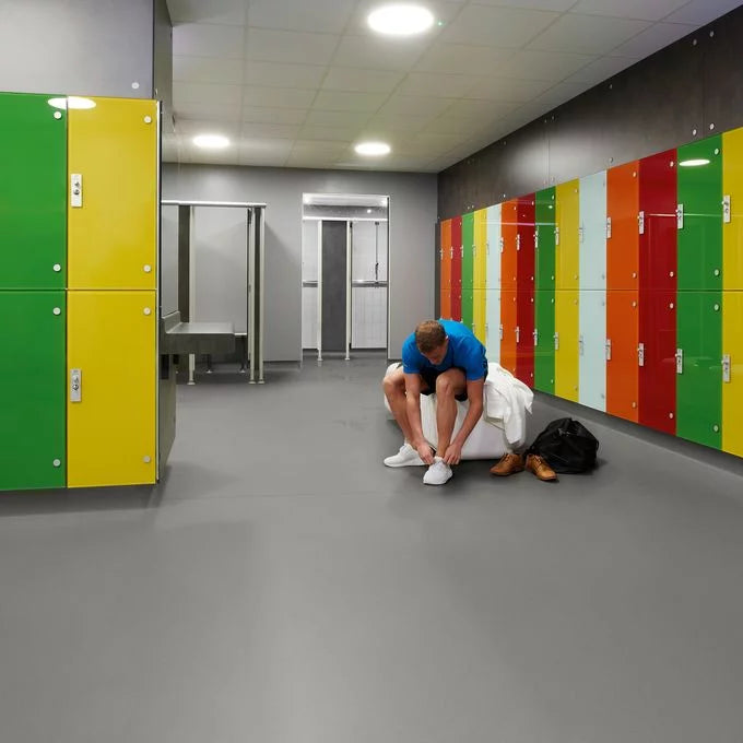 Polysafe Quattro Slate Haze Slip-Resistant Safety Flooring Roll For Wet Areas