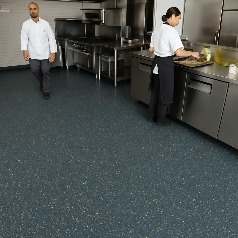 FloresistPro Safety Vinyl Flooring – R12 Grip, 2mm, Steel,Floor Covering Roll