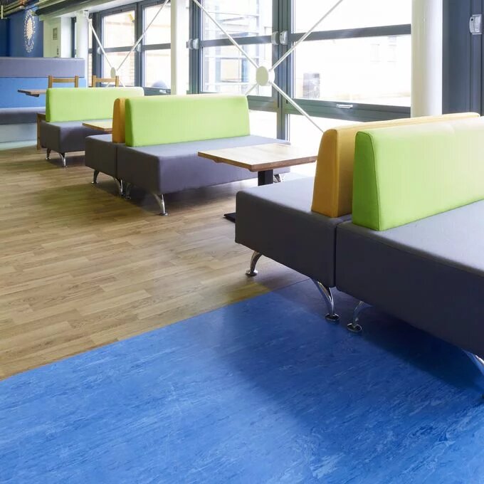 Homogeneous Polyflor XL PU Tanzanite Blue Slip Resistant Vinyl Sheet Safety Flooring Roll