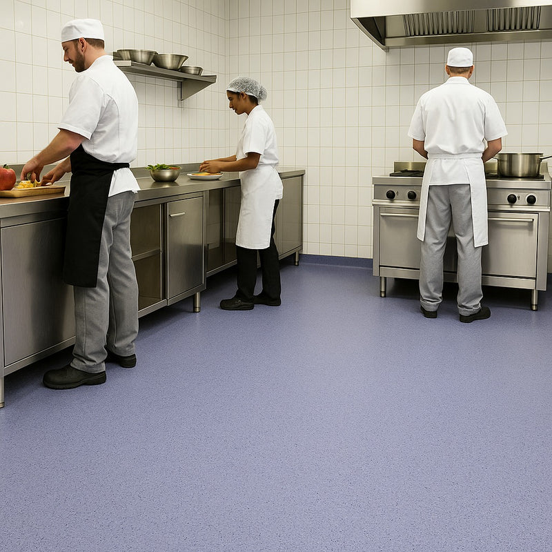 Polysafe Vinyl Sheet Flooring – Slip Resistant, Lilac Blue