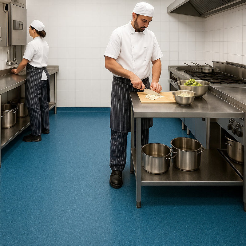 Polysafe Safety Vinyl Flooring – Slip-Resistant, Cedar Blue