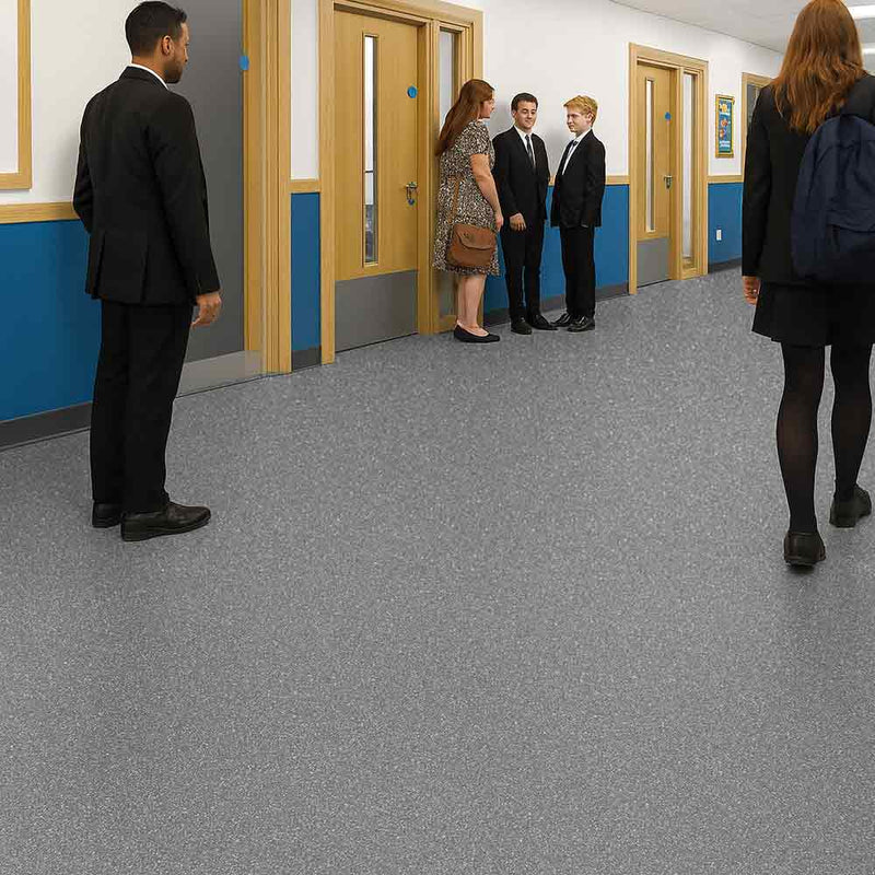 Zyrphan Florvantis Graphite Flooring Roll – Adhesive-Free, Low Slip, 15 Yr