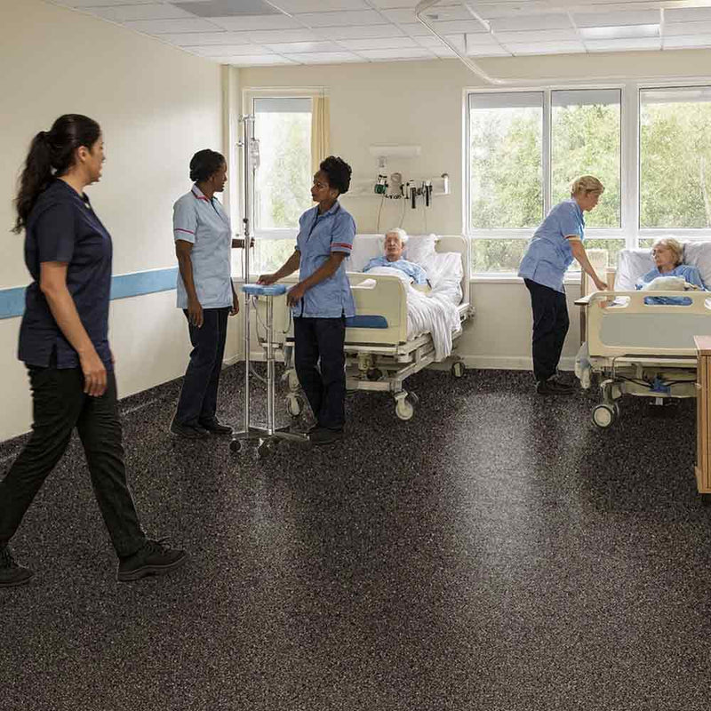 Zyrphan Florvantis Safety Flooring Roll – Adhesive-Free, Low Slip, Black Sand