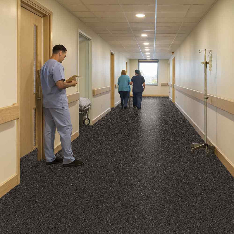 Zyrphan Florvantis Safety Flooring Roll – Adhesive-Free, Low Slip, Black Sand