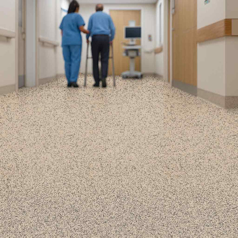 Zyrphan Stronexia Safety Vinyl Flooring Roll – 3mm, Oyster, 25-Year Life