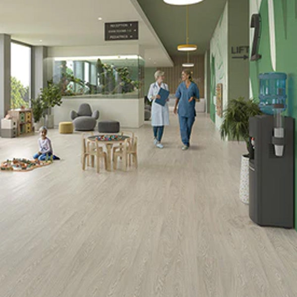 Polysafe Wood Fx PUR Eton Oak Parquet Sustainable Slip Resistant Safety Flooring Roll For Healthcare & Leisure Sectors