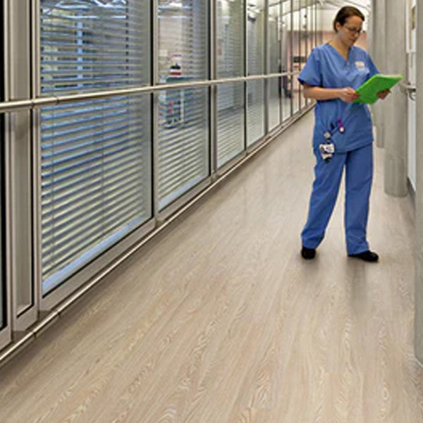 Polysafe Wood Fx PUR Aged Oak Sustainable Slip Resistant Safety Flooring Roll For Healthcare & Leisure Sectors