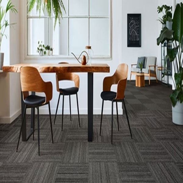 Forbo Tessera Struktur 2 Linear Kaffe+Korn Subtly Textured Tonal Stripes Carpet Tiles